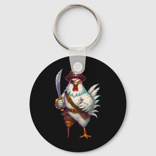 Pirate Chicken Grappig Halloween Kostuum Voor Mann Sleutelhanger (Voorkant)
