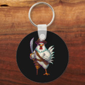Pirate Chicken Grappig Halloween Kostuum Voor Mann Sleutelhanger (Voorkant)