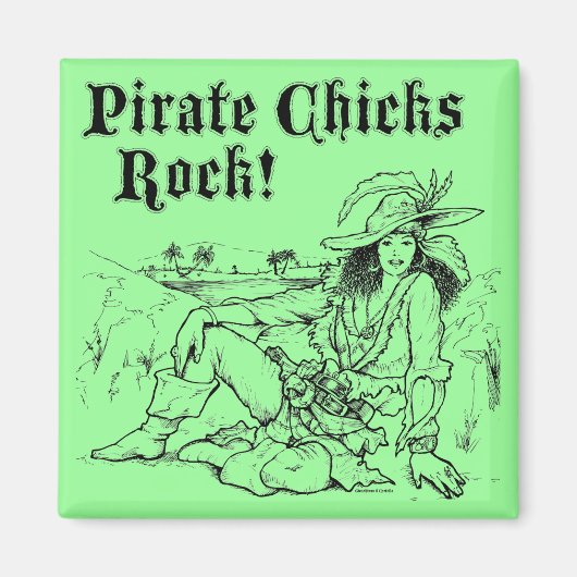 Pirate Chicks Rock! Magneet (Voorkant)