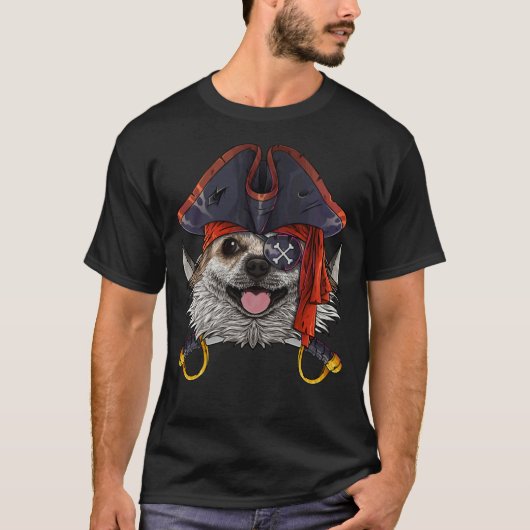 Pirate Chihuahua Jolly Roger Halloween Costume T-shirt (Voorkant)