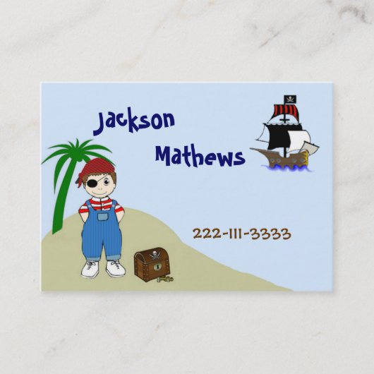 Pirate Children's Calling Card Contactkaartje (Voorkant)