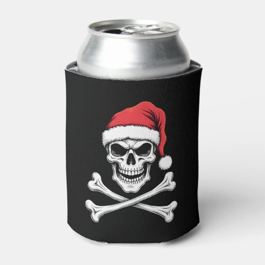 Pirate Christmas Skull & Crossbones Santa Hat. Got Blikjeskoeler (Blikje Voorkant)