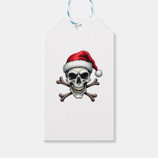 Pirate Christmas Skull & Crossbones Santa Hat. Got Cadeaulabel (Voorkant)