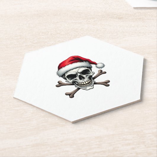 Pirate Christmas Skull & Crossbones Santa Hat. Got Kartonnen Onderzetters (Schuin)