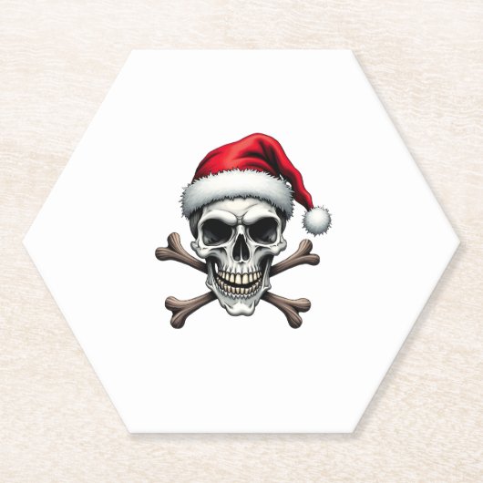 Pirate Christmas Skull & Crossbones Santa Hat. Got Kartonnen Onderzetters (Voorkant)
