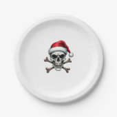 Pirate Christmas Skull & Crossbones Santa Hat. Got Papieren Bordje (Voorkant)