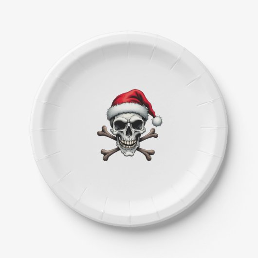 Pirate Christmas Skull & Crossbones Santa Hat. Got Papieren Bordje (Voorkant)