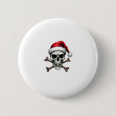 Pirate Christmas Skull & Crossbones Santa Hat. Got Ronde Button 5,7 Cm (Voorkant)