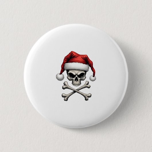 Pirate Christmas Skull & Crossbones Santa Hat. Got Ronde Button 5,7 Cm (Voorkant)