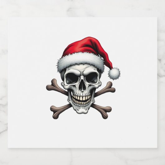 Pirate Christmas Skull & Crossbones Santa Hat. Got Sparkling Wijnetiket (Enkel label)
