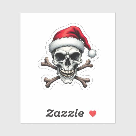 Pirate Christmas Skull & Crossbones Santa Hat. Got Sticker (Vel)