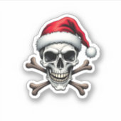 Pirate Christmas Skull & Crossbones Santa Hat. Got Sticker (Voorkant)