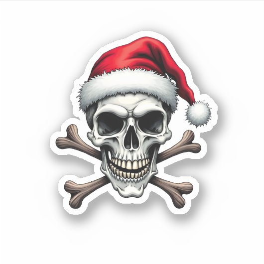 Pirate Christmas Skull & Crossbones Santa Hat. Got Sticker (Voorkant)