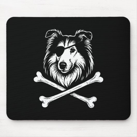 Pirate Collie Crossbones Schattige Hond Muismat (Voorkant)