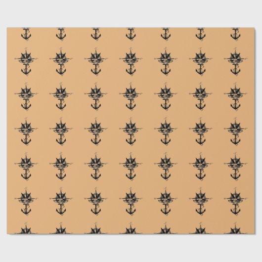 Pirate Compass Roos en Anchor Paper Cadeaupapier (Vlak)