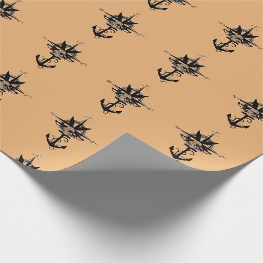 Pirate Compass Roos en Anchor Paper Cadeaupapier (Hoek)