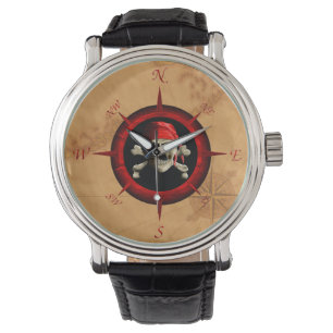 Pirate Compass-Roos en -kaart Horloge