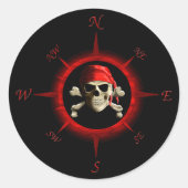 Pirate Compass Roos Ronde Sticker (Voorkant)