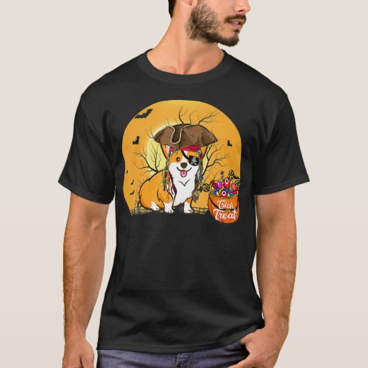 Pirate Corgi Halloween Costume T-shirt (Voorkant)
