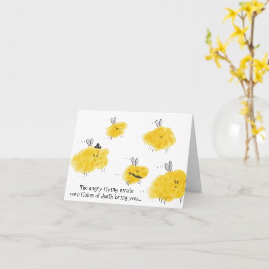 Pirate Corn Flakes Verjaardag Kaart (Gele Bloem)
