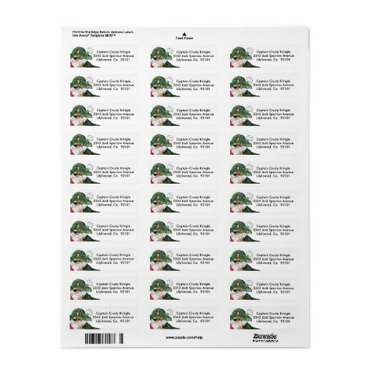 Pirate CPTN Crusty Kringle Retouradres Label (Full Sheet)