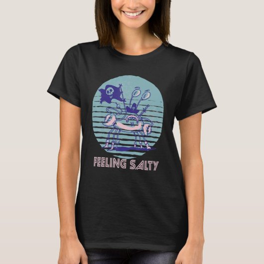 Pirate Crab Feeling Salty Crawfish Retro Ocean  Lo T-shirt (Voorkant)