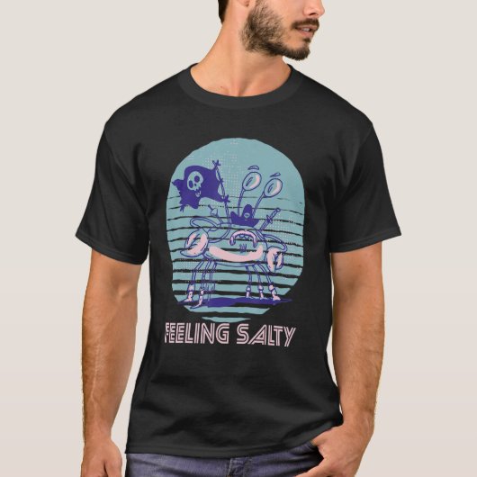 Pirate Crab Feeling Salty Crawfish Retro Ocean  Lo T-shirt (Voorkant)