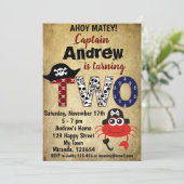 Pirate crab verjaardagsuitnodigingen, Pirate Théta Kaart (Staand voorkant)