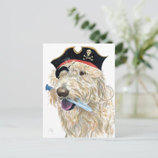 Pirate Cream Labradoodle Briefkaart (Staand voorkant)