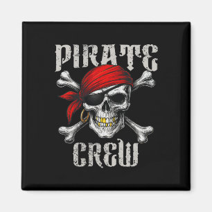 Pirate Crew Jolly Roger Vlag en schedelbotten Magneet