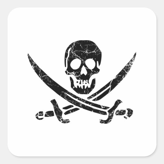 Pirate Cross Vierkante Sticker (Voorkant)