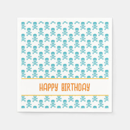 Pirate Crossbones Happy Birthday Kinder Kleurrijke Servet