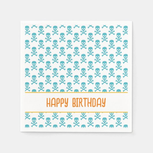 Pirate Crossbones Happy Birthday Kinder Kleurrijke Servet (Voorkant)