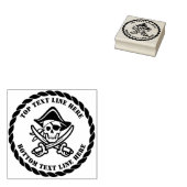 Pirate Crossbones Schedel met Jouw tekst 2 Lijnen Rubberstempel (Gestempeld)