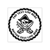 Pirate Crossbones Schedel met Jouw tekst 2 Lijnen Rubberstempel (Afrduk)