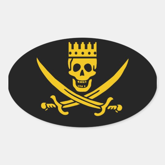 Pirate Crown oval sticker - verpakking van 20 stuk (Voorkant)