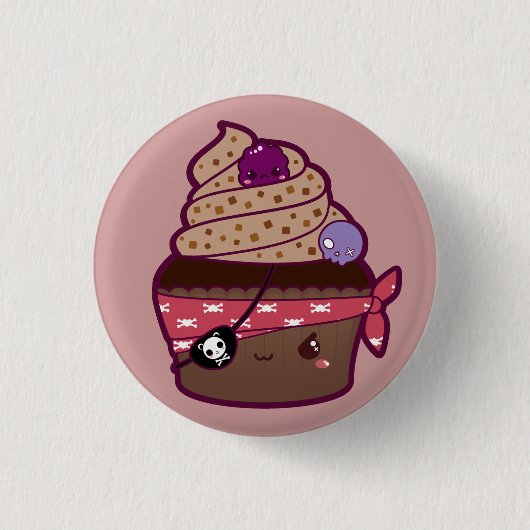 Pirate Cupcake Ronde Button 3,2 Cm (Voorkant)