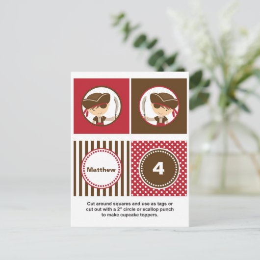 Pirate Cupcake Toppers Briefkaart (Staand voorkant)