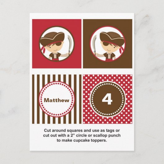 Pirate Cupcake Toppers Briefkaart (Voorkant)