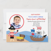 PIrate Custom Photo Birthday Party-uitnodigingen Kaart (Voorkant)