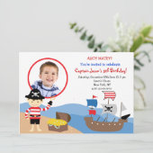 PIrate Custom Photo Birthday Party-uitnodigingen Kaart (Staand voorkant)