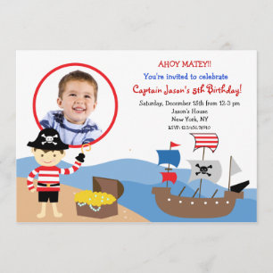 PIrate Custom Photo Birthday Party-uitnodigingen Kaart