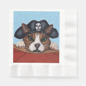 Pirate Cute Surprisged Brown Striped Cat Servet (Voorkant)
