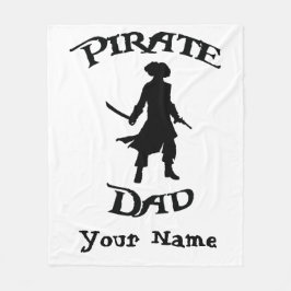Pirate Dad met Simple Pirate silhouette Fleece Deken