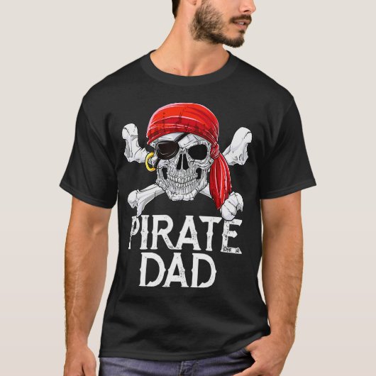 Pirate Dad T shirt Jolly Roger Flag Skull Crossbo (Voorkant)
