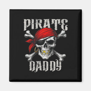 Pirate Daddy Jolly Roger Vlag en schedelbotten Magneet