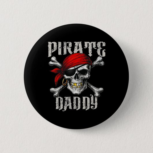 Pirate Daddy Jolly Roger Vlag en schedelbotten Ronde Button 5,7 Cm (Voorkant)