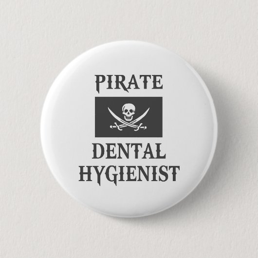Pirate Dental Hygienist Ronde Button 5,7 Cm (Voorkant)
