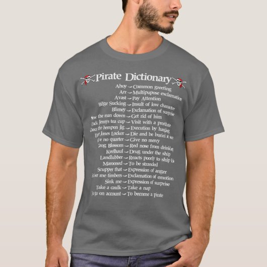 Pirate Dictionary Grapny Talk als een piraat T-shirt (Voorkant)