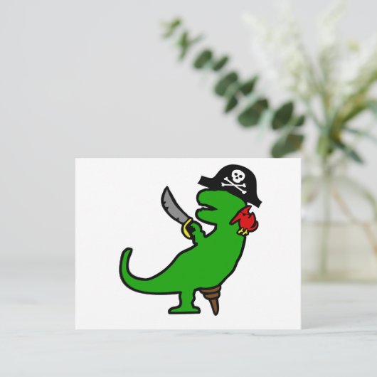 Pirate Dinosaur Briefkaart (Staand voorkant)